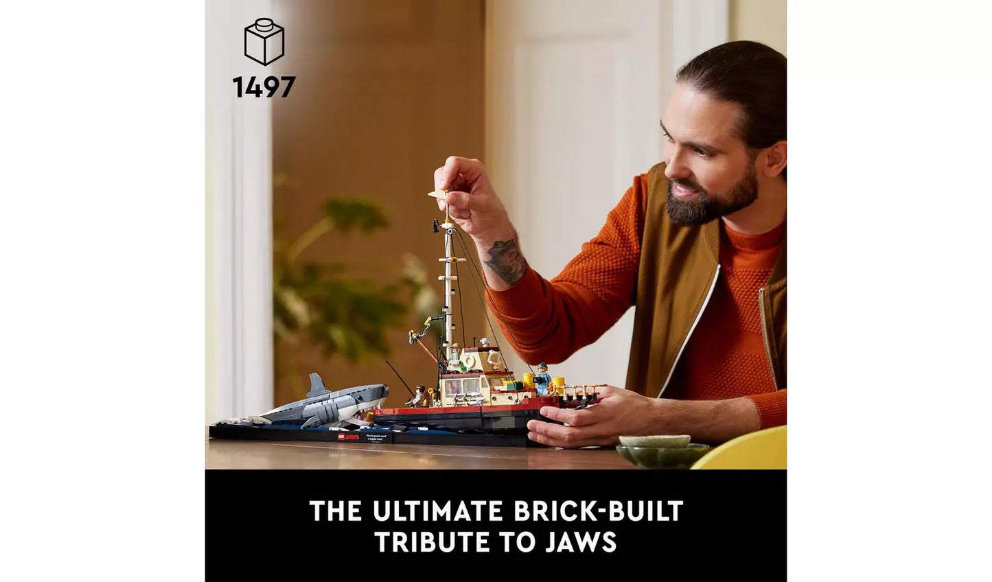 LEGO Ideas Jaws Set for Adults with Model Shark & Boat | Ages 18+ | Model 21350 | New LEGO