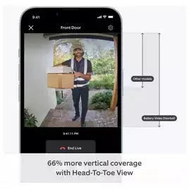 Ring Video Doorbell (Battery-Powered) with Chime – Satin Nickel Ring