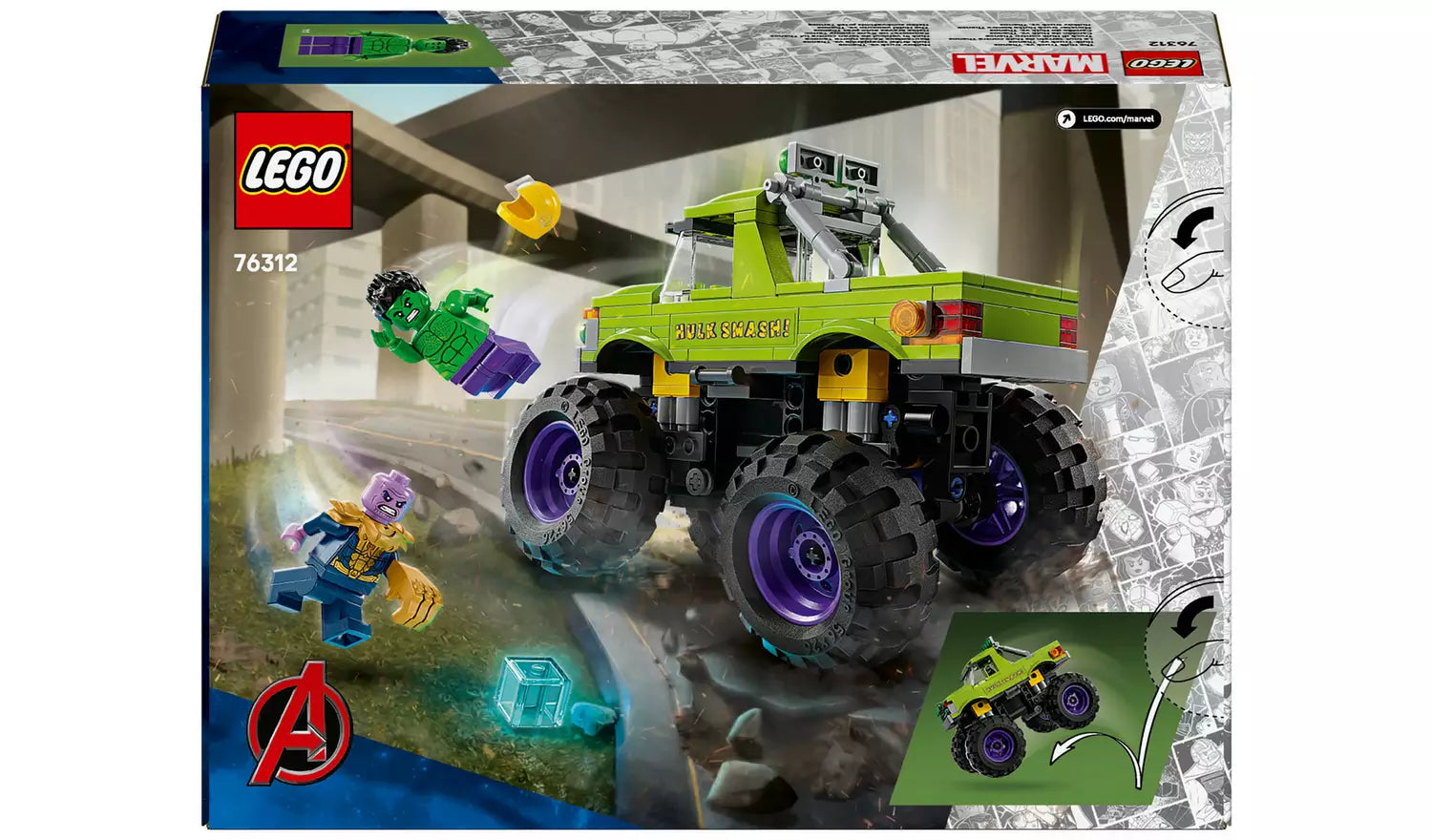 LEGO Marvel The Hulk Truck vs. Thanos Building Toy Set | Ages 7+ | Model 76312 | New LEGO