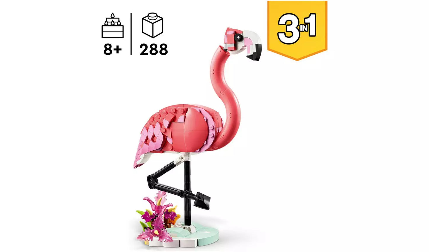 LEGO Creator 3in1 Wild Animals: Pink Flamingo Set | Ages 8+ | Model 31170 | New LEGO