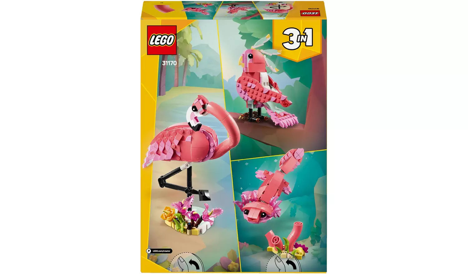 LEGO Creator 3in1 Wild Animals: Pink Flamingo Set | Ages 8+ | Model 31170 | New LEGO