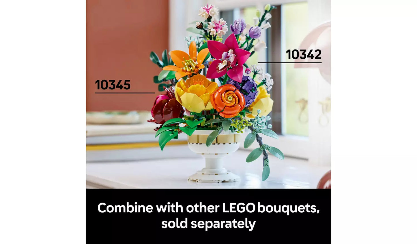 LEGO Botanicals Flower Arrangement Home Decor Set | Ages 18+ | Model 10345 | New LEGO