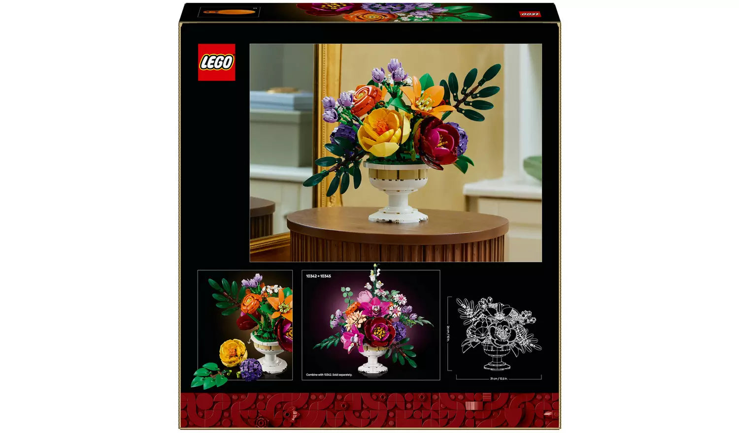 LEGO Botanicals Flower Arrangement Home Decor Set for Adults | Ages 18+ | Model 10345 | NEW LEGO