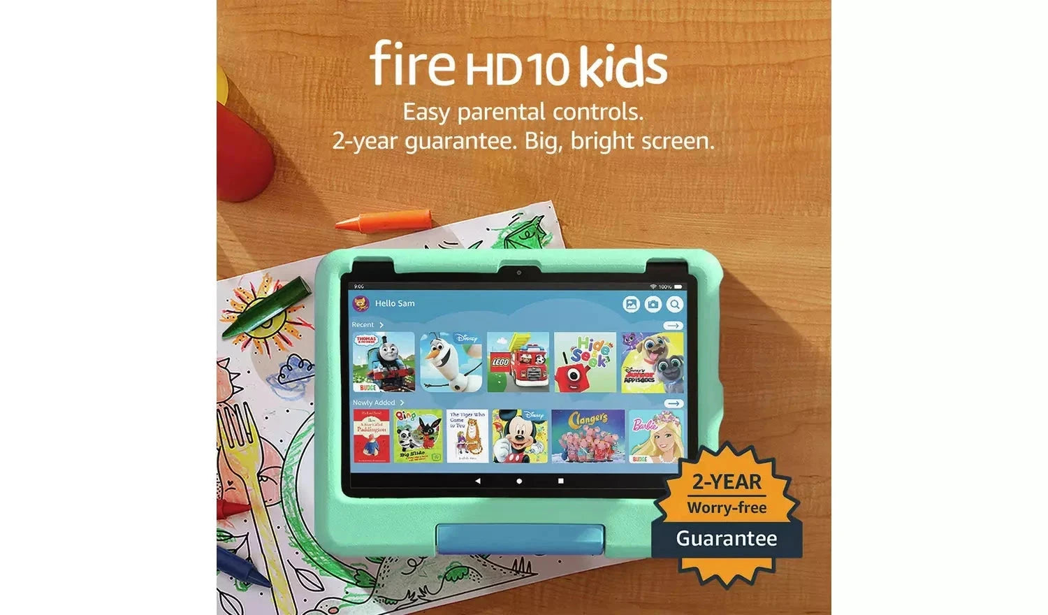 Amazon Fire HD 10 Kids (2023 Release) – 10.1" Tablet, 32GB, Green – Designed for Ages 3–7, (New) Amazon