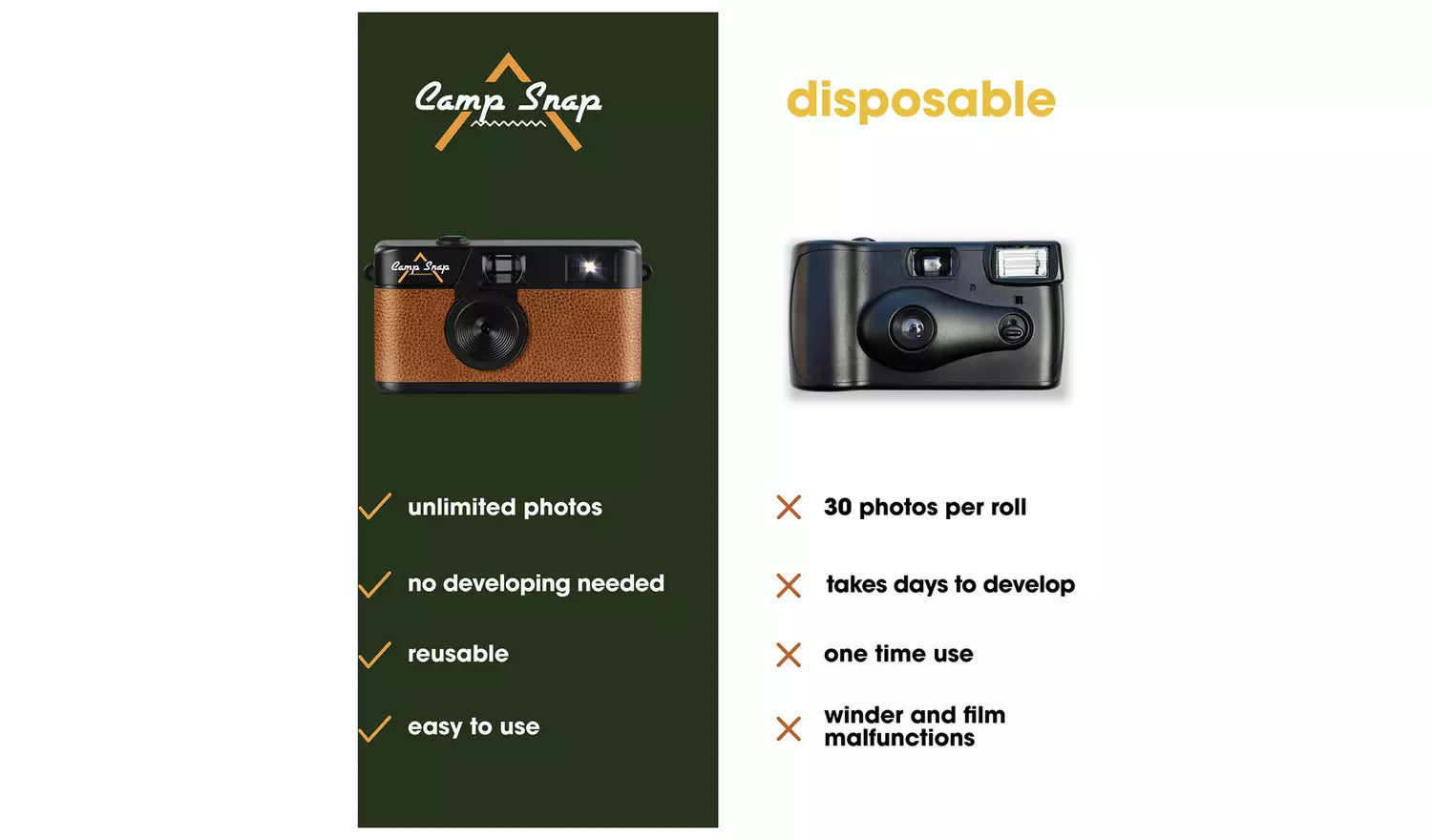 Campsnap V105 8MP Compact Digital Camera – Brown (New) Campsnap