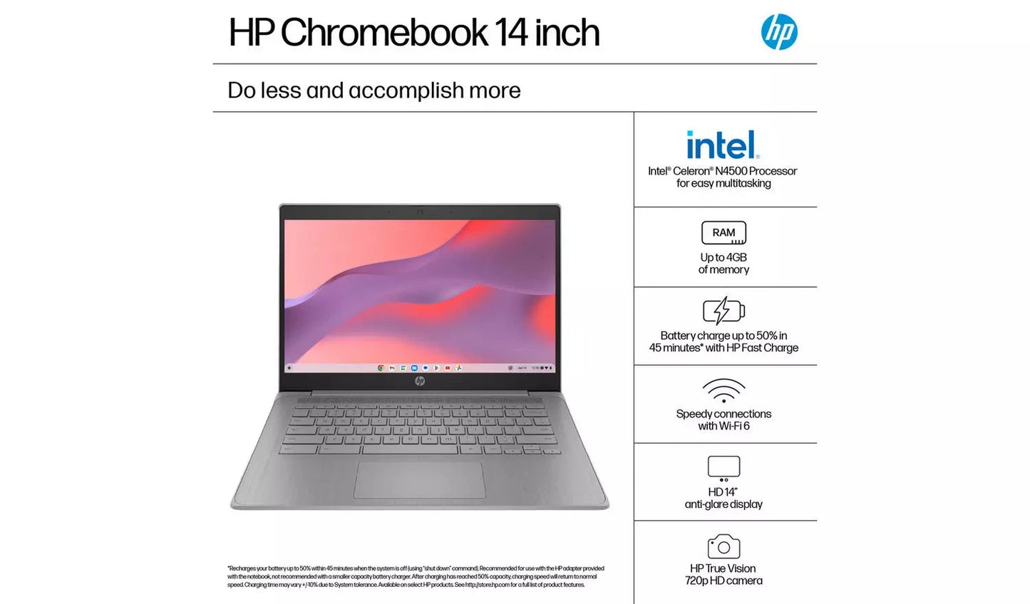 HP 14a-ne1500sa – 14" Chromebook, Intel Celeron, 4GB RAM, 64GB eMMC, Grey (Excellent Refurbished) - Funkifone