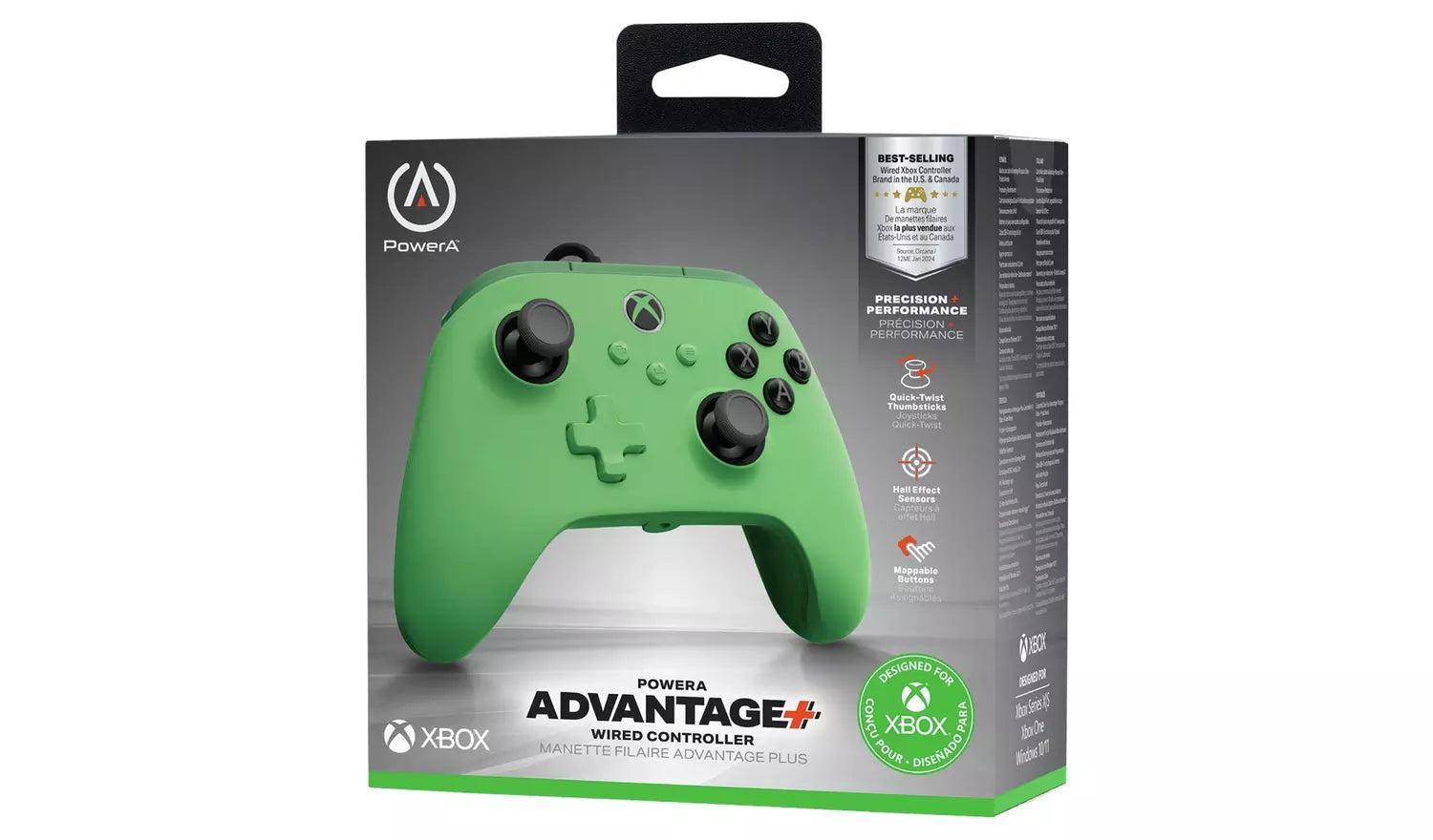 PowerA Hall Effect Advantage+ Xbox Wired Controller – Green | Pro-Level Wired Gaming (New) Xbox