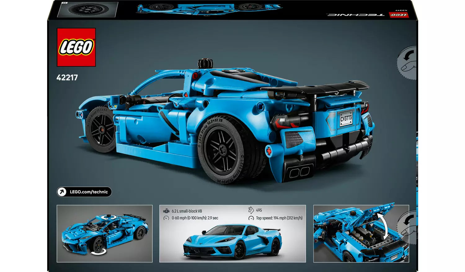LEGO Technic Chevrolet Corvette Stingray Blue Car Toy | Ages 9+ | Model 42217 | New LEGO