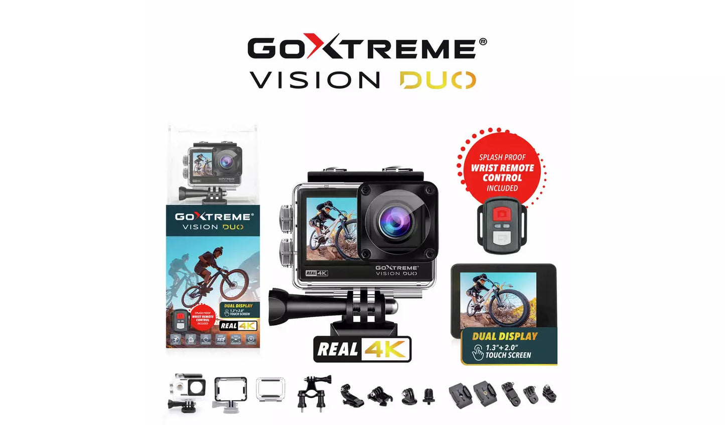 GoXtreme Vision Duo 4K Ultra HD Action Camera – Black (New) GoXtreme