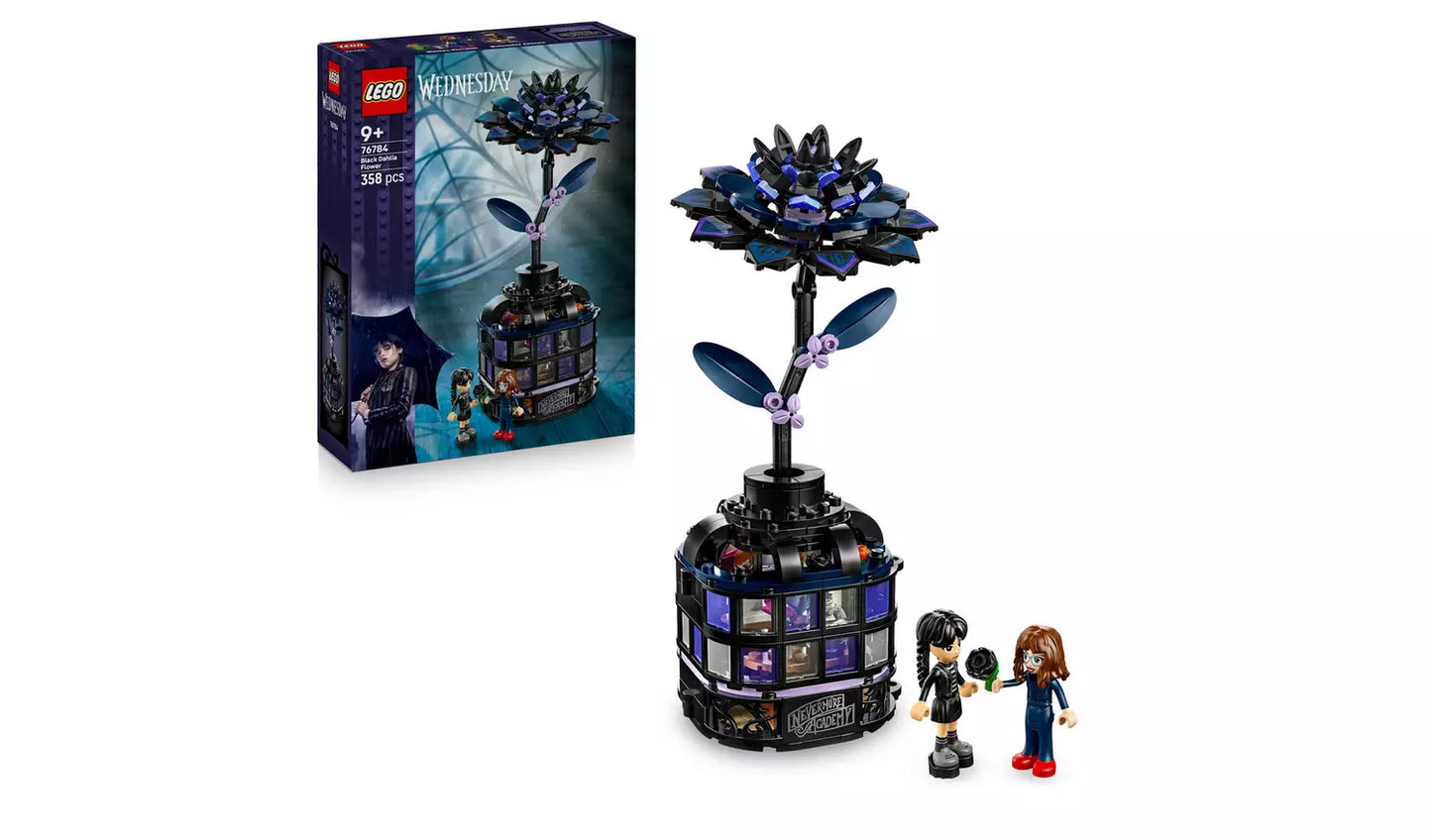LEGO Wednesday Black Dahlia Flower Toy with Mini Dolls | Ages 9+ | Model 76784 | New LEGO