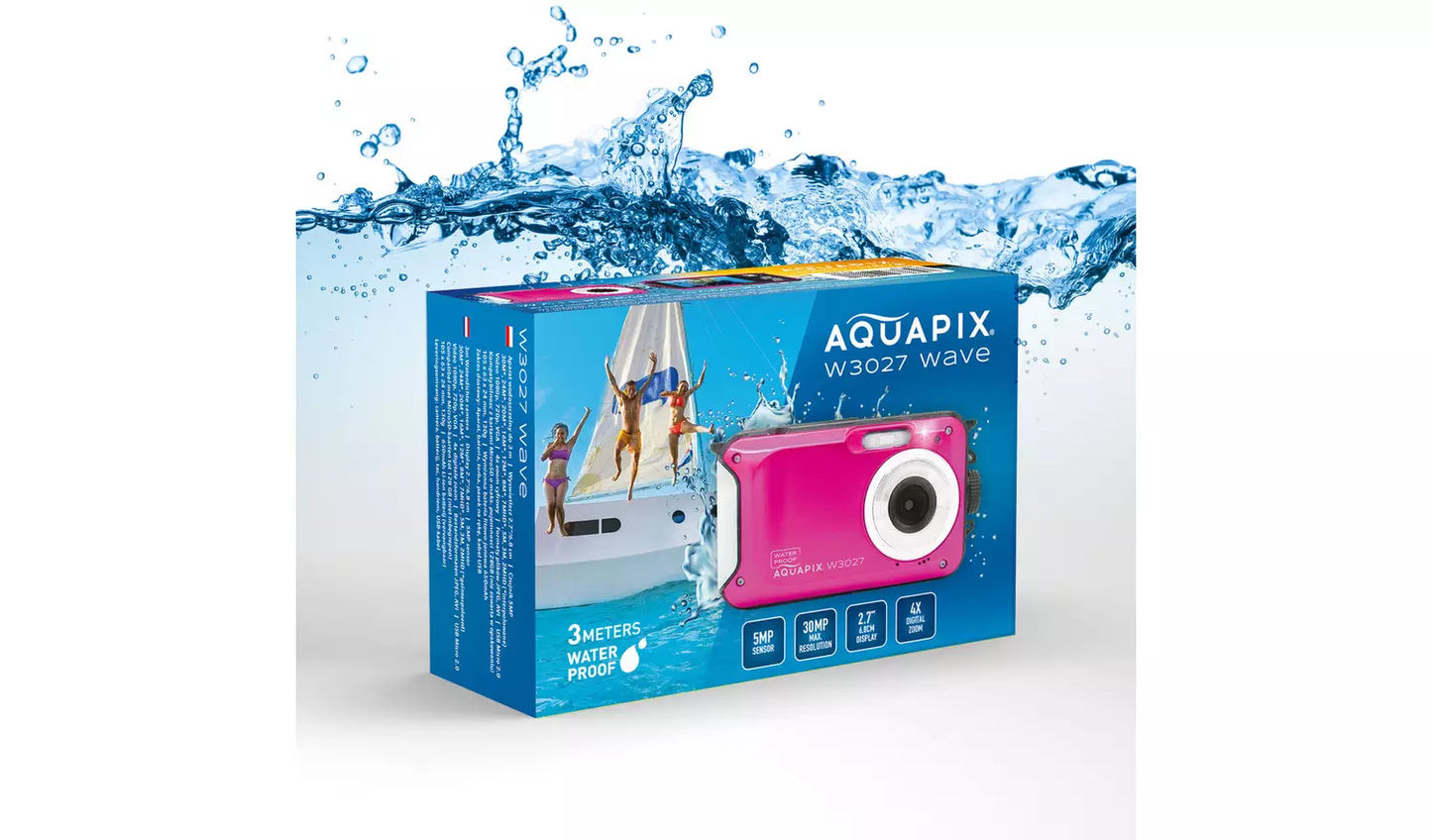 Aquapix W3027 Wave Waterproof Digital Camera - Pink (New) Aquapix