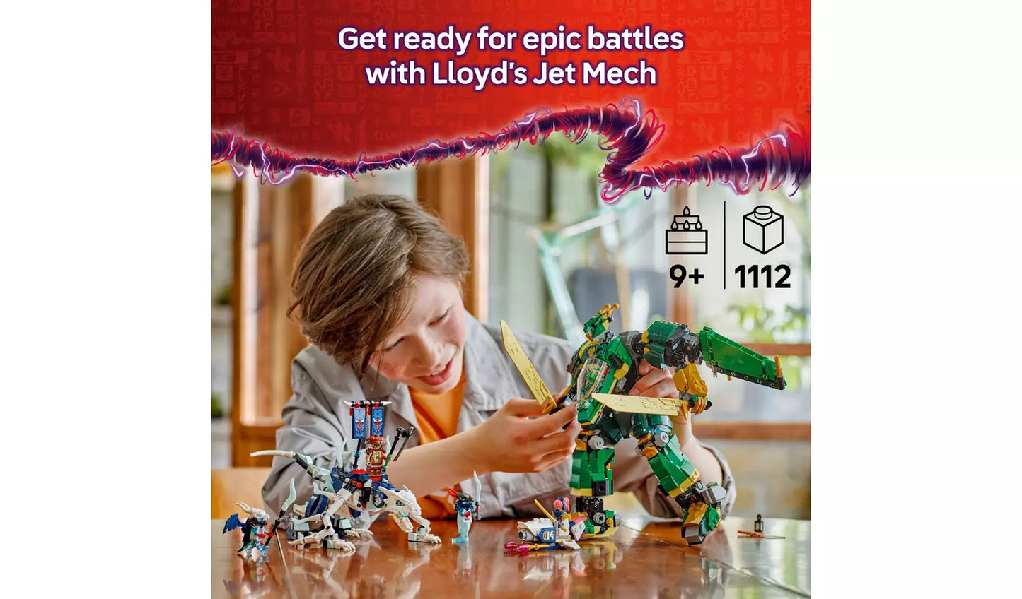 LEGO NINJAGO Lloyd’s Jet Mech Ninja Building Toy Set | Ages 9+ | Model 71845 | 1112 Pieces | New LEGO