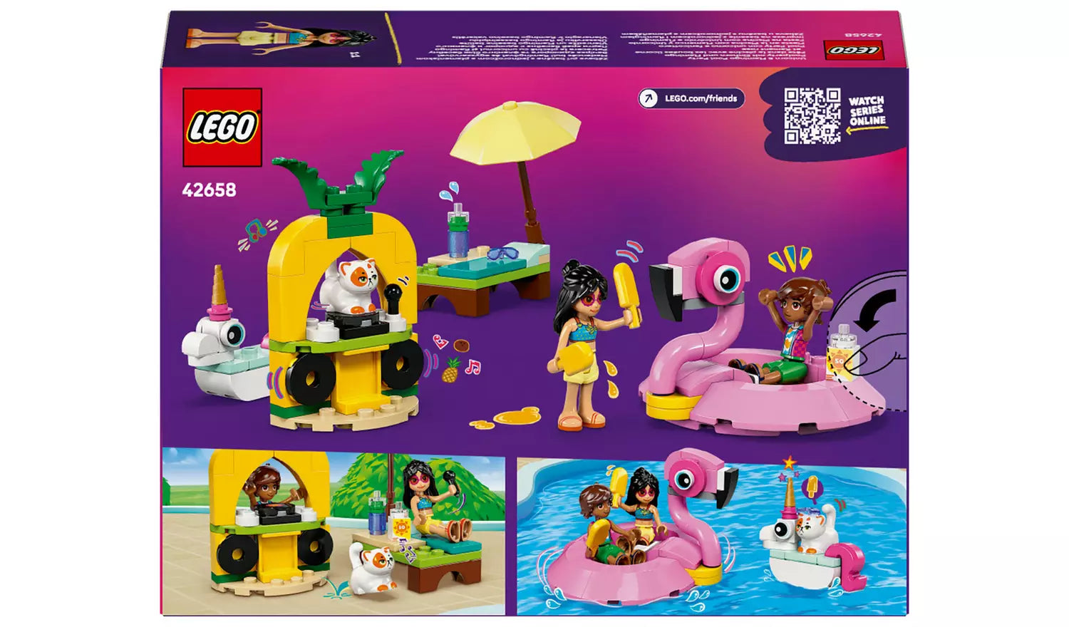 LEGO Friends Unicorn & Flamingo Pool Party Set Kid Toy | Ages 5+ | Model 42658 | New LEGO