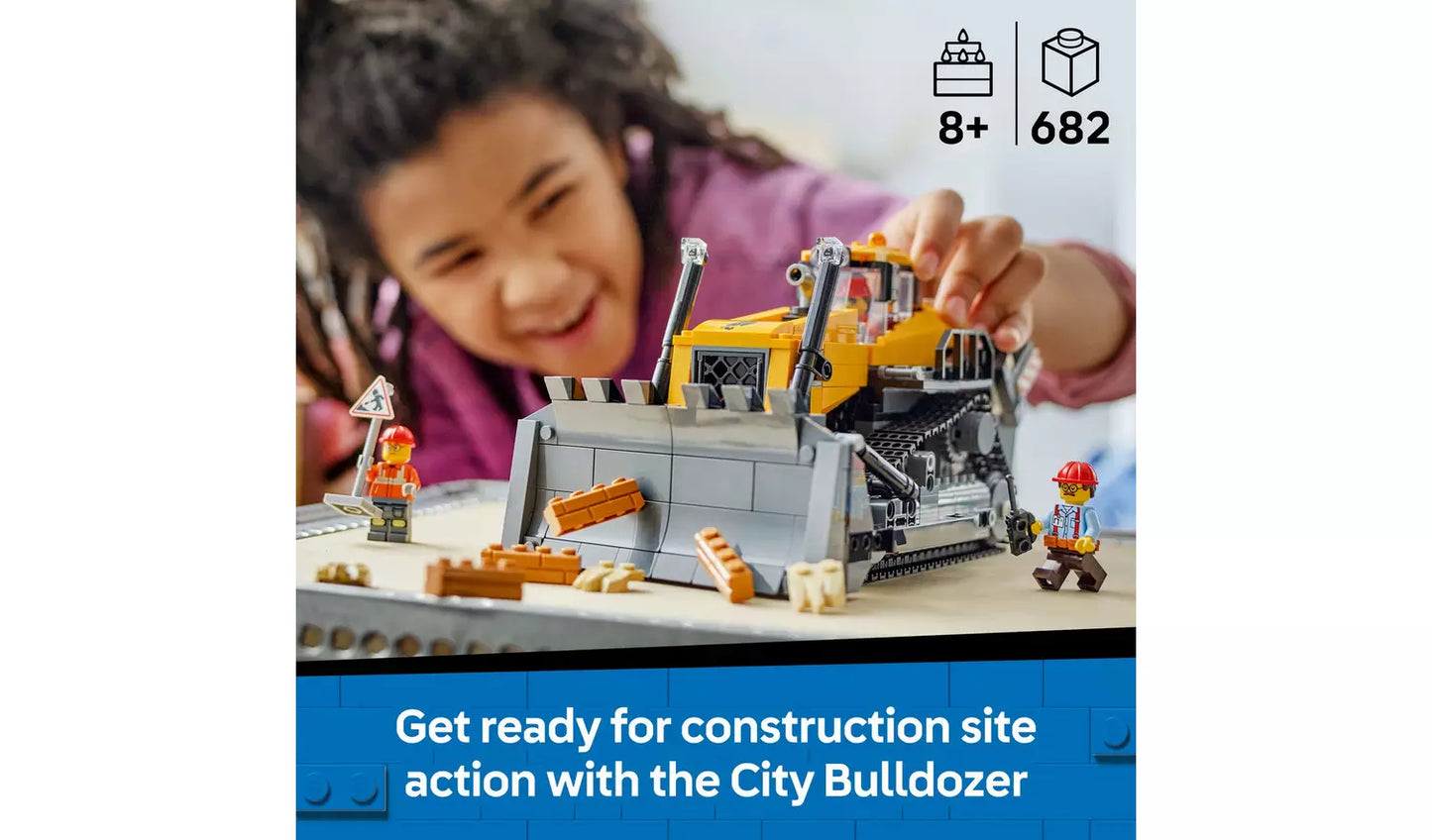 LEGO City Yellow Bulldozer Vehicle Construction Toy | Ages 8+ | Model 60466 | 682 Pieces | New LEGO