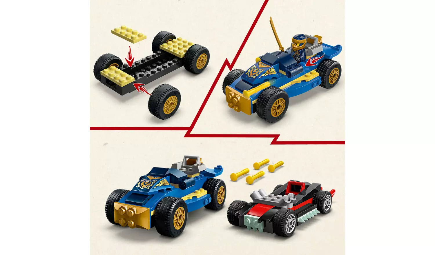 LEGO NINJAGO Rogue vs. Drix Race Car Duel Building Toy | Ages 4+ | Model 71840 | New LEGO
