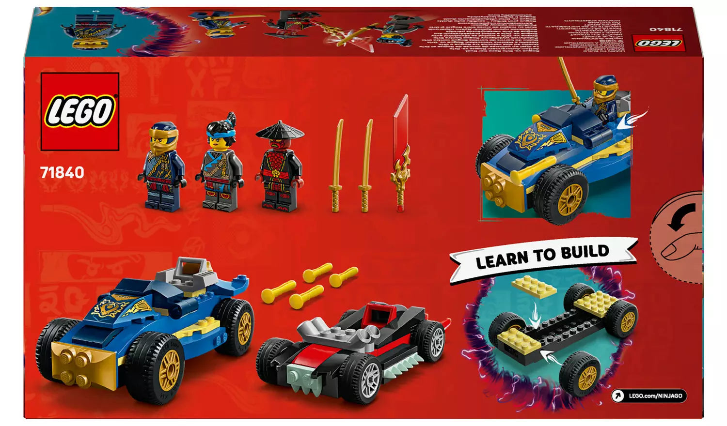LEGO NINJAGO Rogue vs. Drix Race Car Duel Building Toy | Ages 4+ | Model 71840 | New LEGO