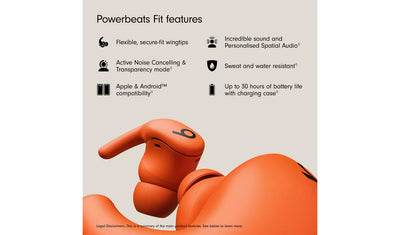Beats Powerbeats Fit Wireless Workout Earbuds - Spark Orange (Pristine Condition) Beats