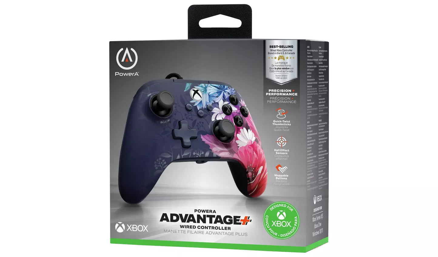 PowerA Hall Effect Advantage+ Xbox Wired Controller – Night Blossom (New) Xbox