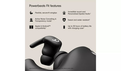 Beats Powerbeats Fit Wireless Workout Earbuds - Jet Black (Pristine Condition) Beats