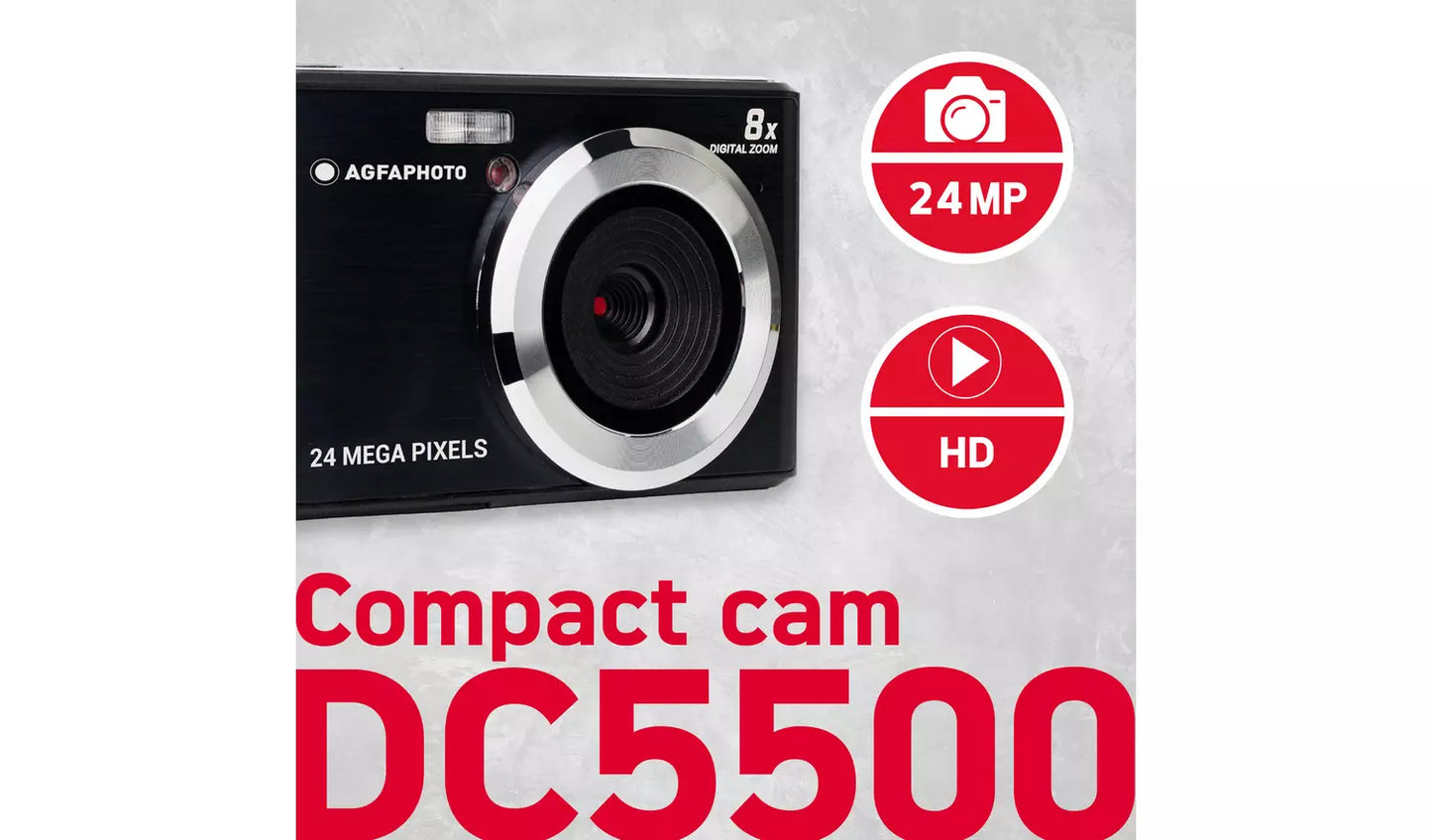 Agfa DC5500 Digital Camera – Black Compact 24MP Point & Shoot (New) AGFA