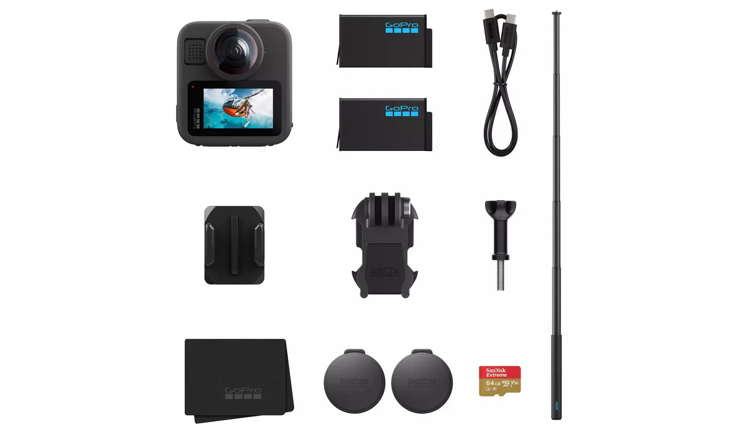 GoPro MAX2 Action Camera & Accessory Bundle – 8K 360° Waterproof Camera Black - (New) Go Pro