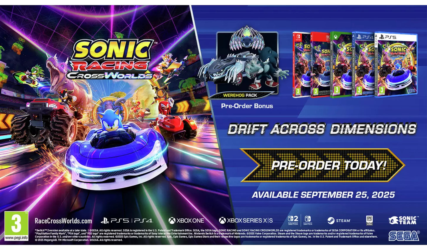 Sonic Racing: CrossWorlds – Nintendo Switch Game | Physical Game Card | 3+ (New) Nintendo