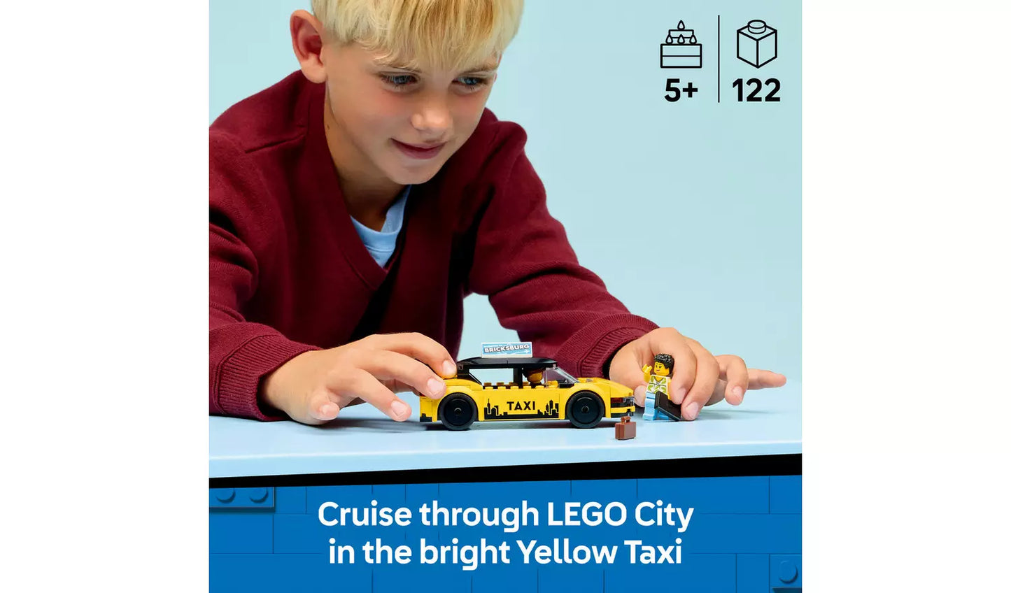 LEGO City Yellow Taxi Toy – Model Car with Minifigures | Ages 5+ | Model 60487 | New LEGO