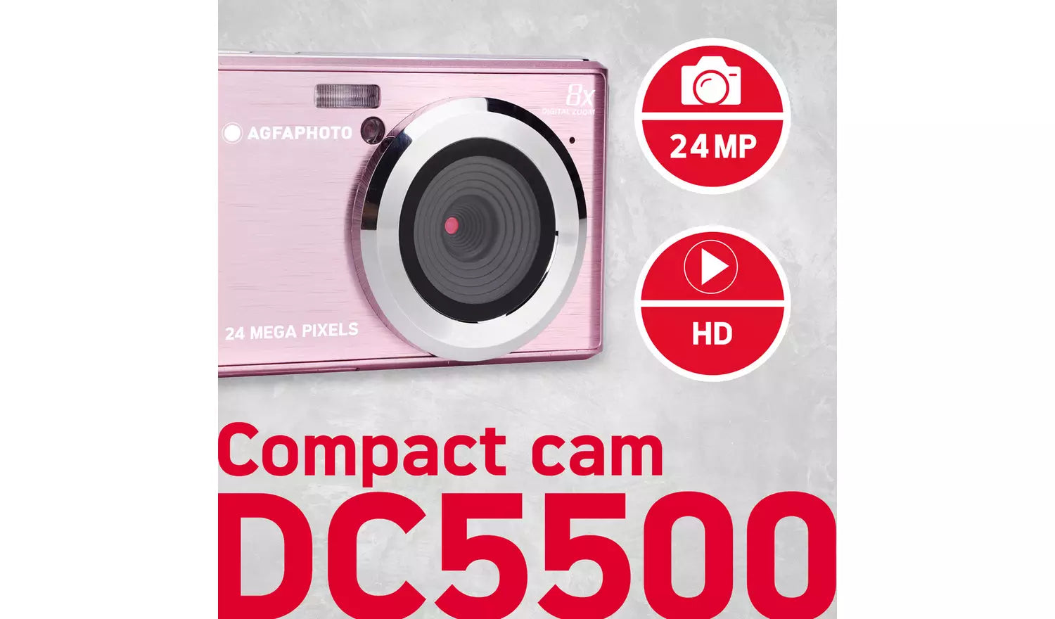Agfa DC5500 Digital Camera – Pink Compact 24MP Point & Shoot (New) AGFA
