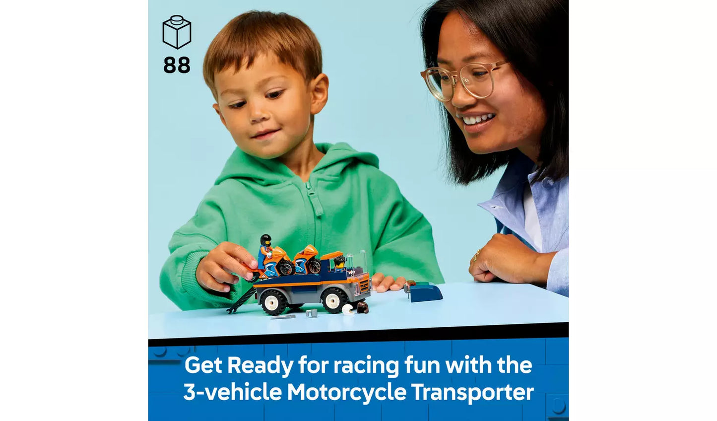 LEGO City Motorcycle Transporter Flatbed Toy Vehicle Set | Ages 4+ | Model 60491 | New LEGO