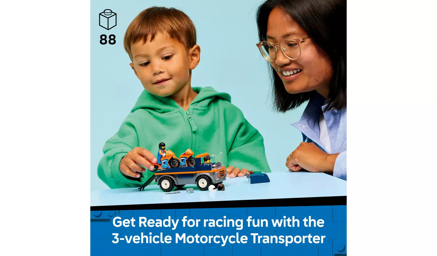 LEGO City Motorcycle Transporter Flatbed Toy Vehicle Set | Ages 4+ | Model 60491 | New LEGO