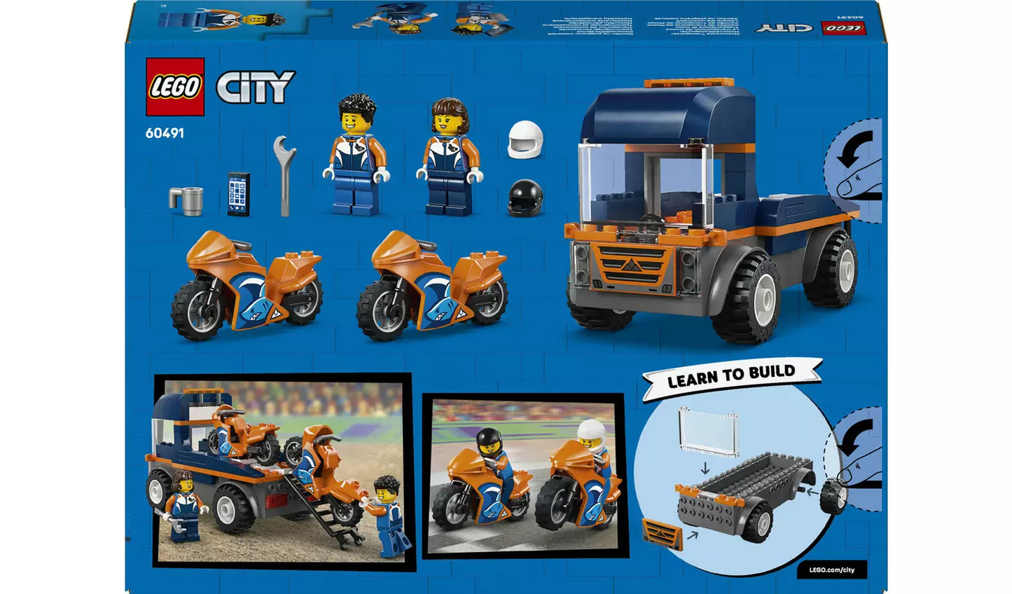 LEGO City Motorcycle Transporter Flatbed Toy Vehicle Set | Ages 4+ | Model 60491 | New LEGO