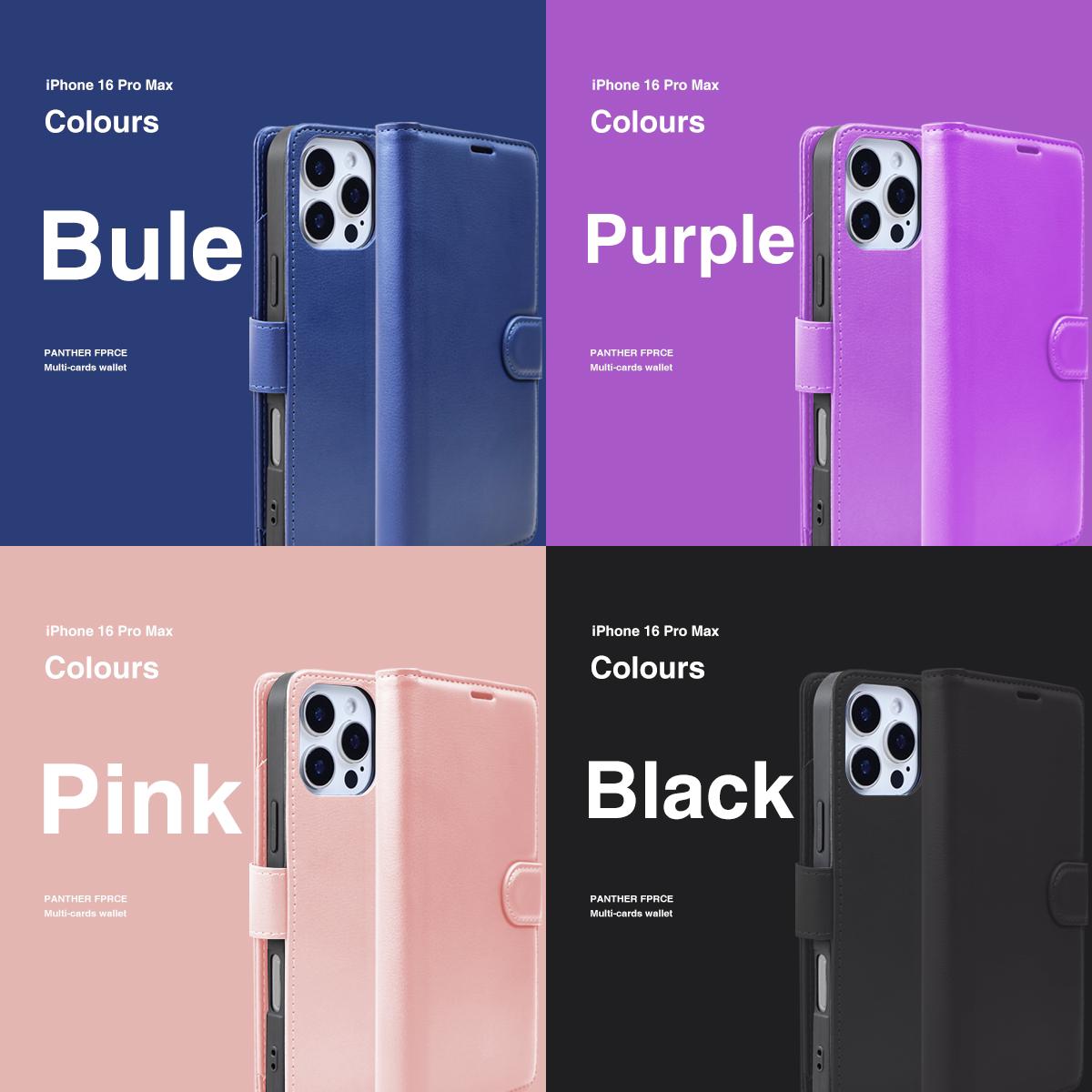 iPhone 16 Pro max Panther Force Leather Wallet Case With Kickstand Panther Force