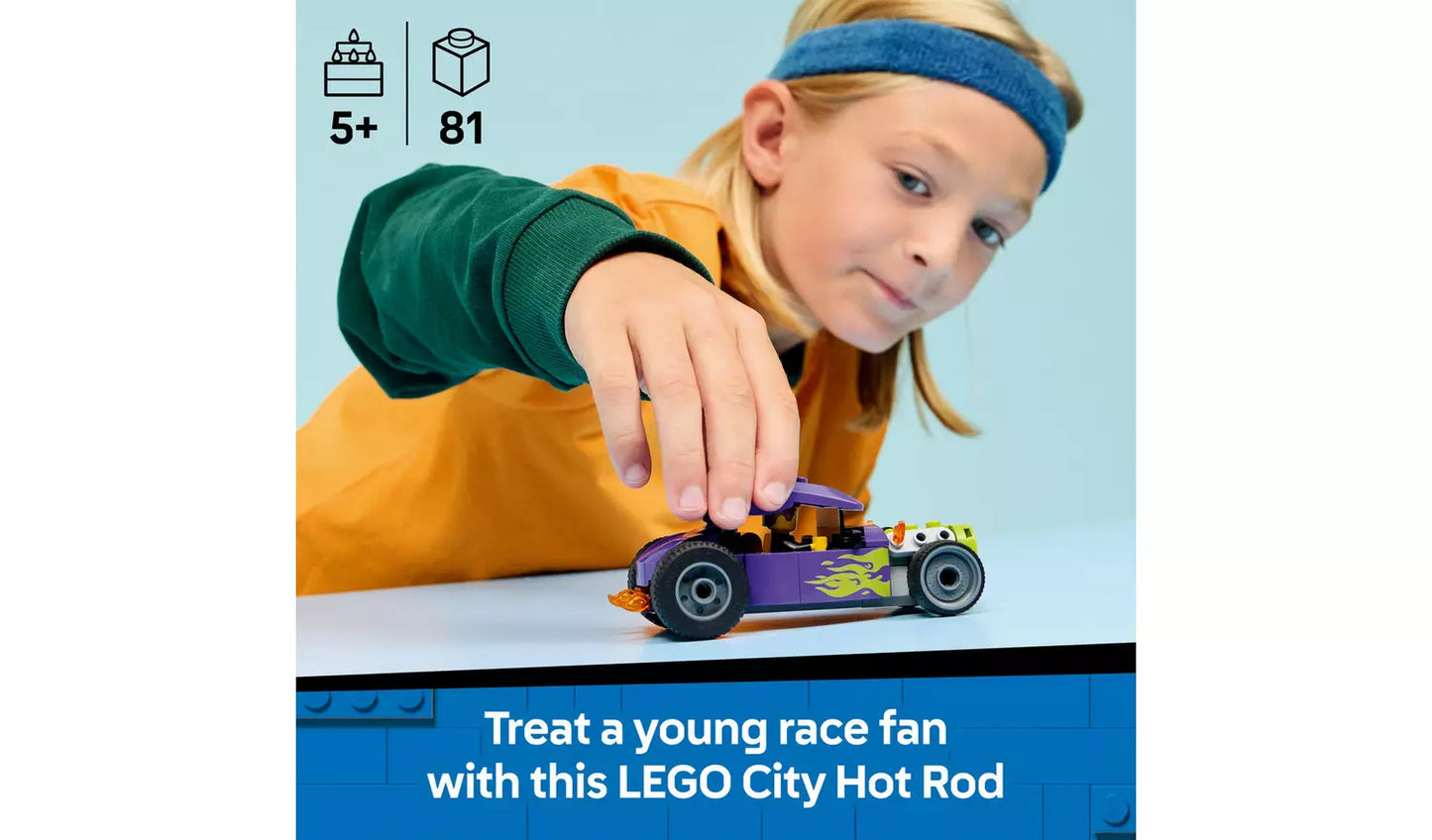 LEGO City Hot Rod Race Car Toy Model Kit for Kids | Ages 5+ | Model 60485 | New LEGO