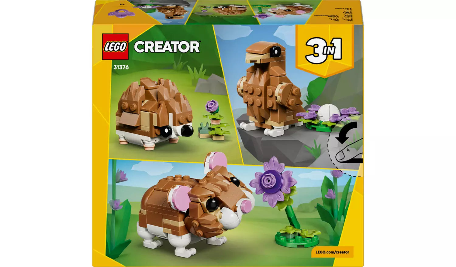 LEGO Creator 3in1 Cute Hamster with a Flower Toy – Model 31376 | Ages 7+ | 166 Pieces | New LEGO