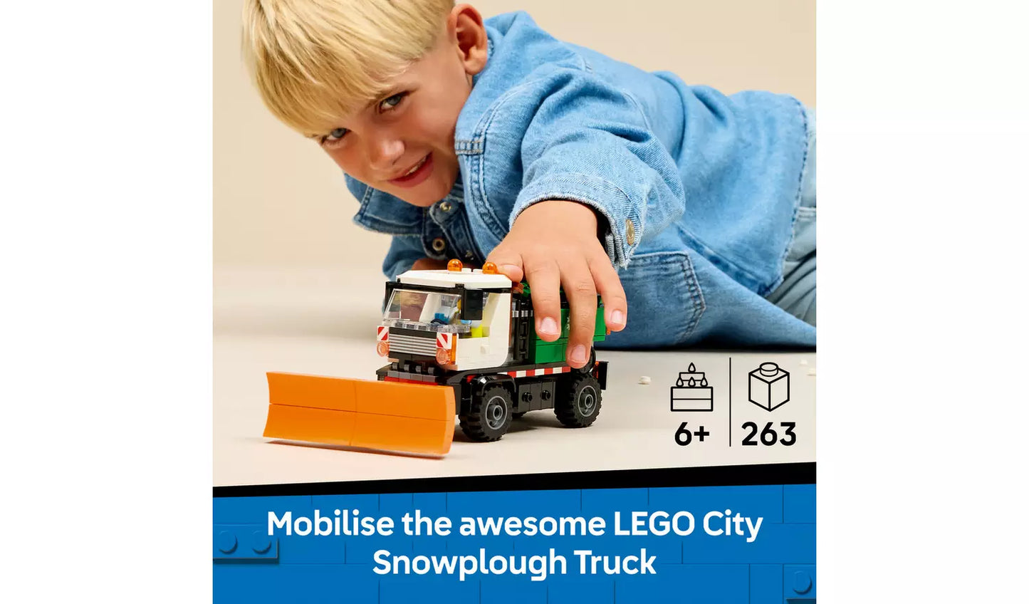 LEGO City Snowplough Truck Toy Vehicle with Minifigure | Ages 6+ | Model 60490 | New LEGO