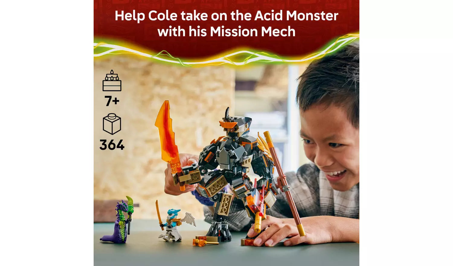 LEGO NINJAGO Cole’s Mission Mech & Dragon Zane Building Toy | Ages 7+ | Model 71854 | New LEGO