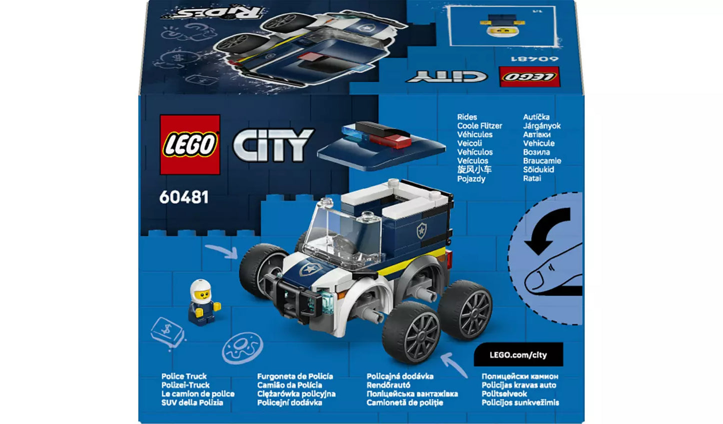LEGO City Rides – Police Truck Toy with Minifigure | Ages 5+ | Model 60481 | New LEGO