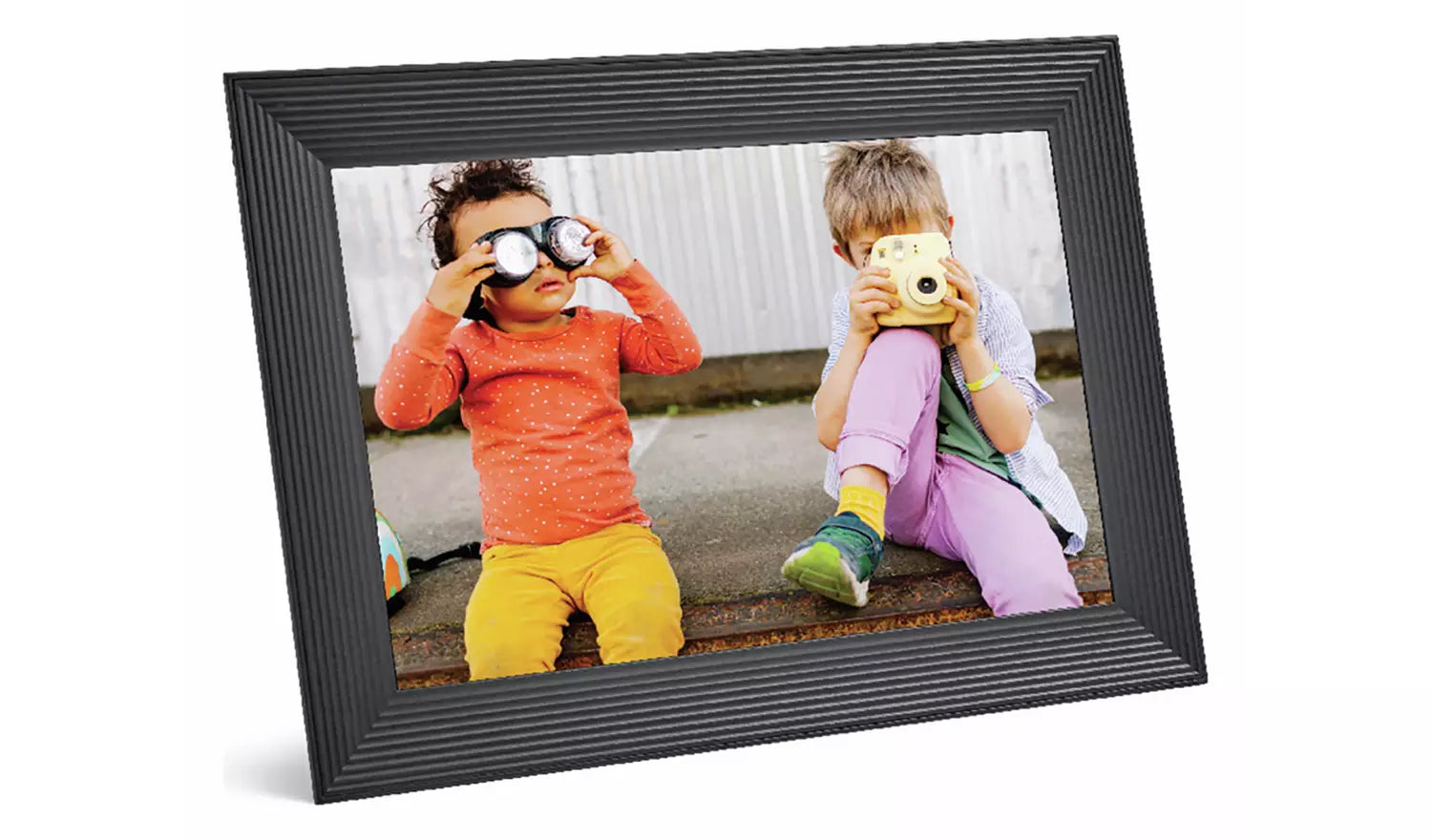 AURA Carver 10.1 Inch Smart Digital Photo Frame – Gravel – Alexa & Google Assistant Compatible (New) AURA