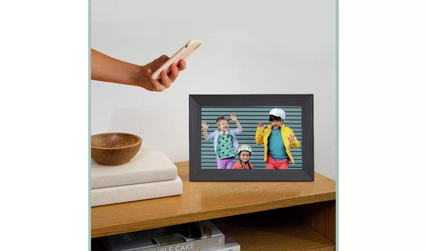 AURA Carver 10.1 Inch Smart Digital Photo Frame – Gravel – Alexa & Google Assistant Compatible (New) AURA