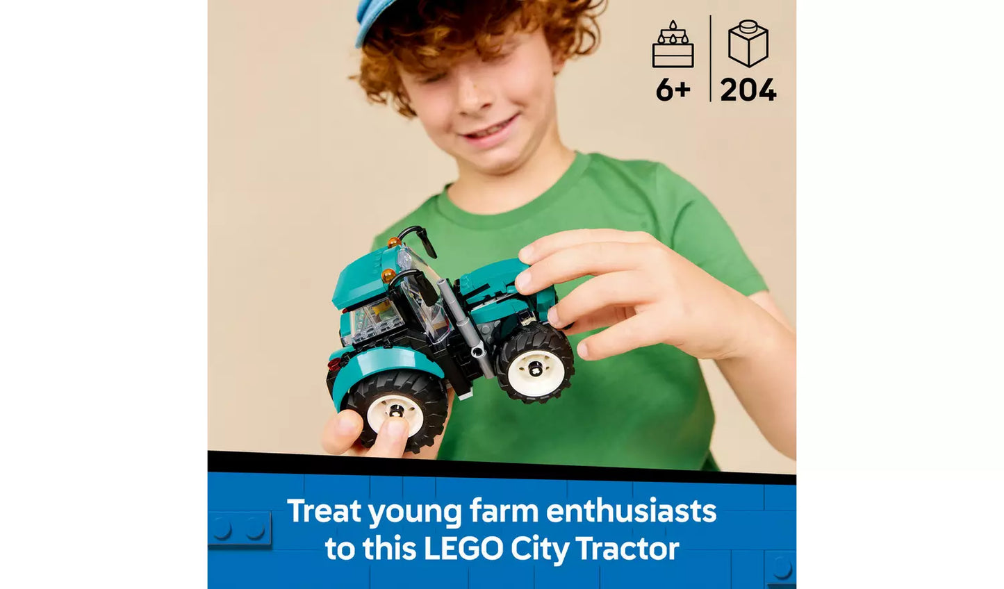 LEGO City Tractor Toy – Farm Vehicle Building Set | Ages 6+ | Model 60498 | New LEGO