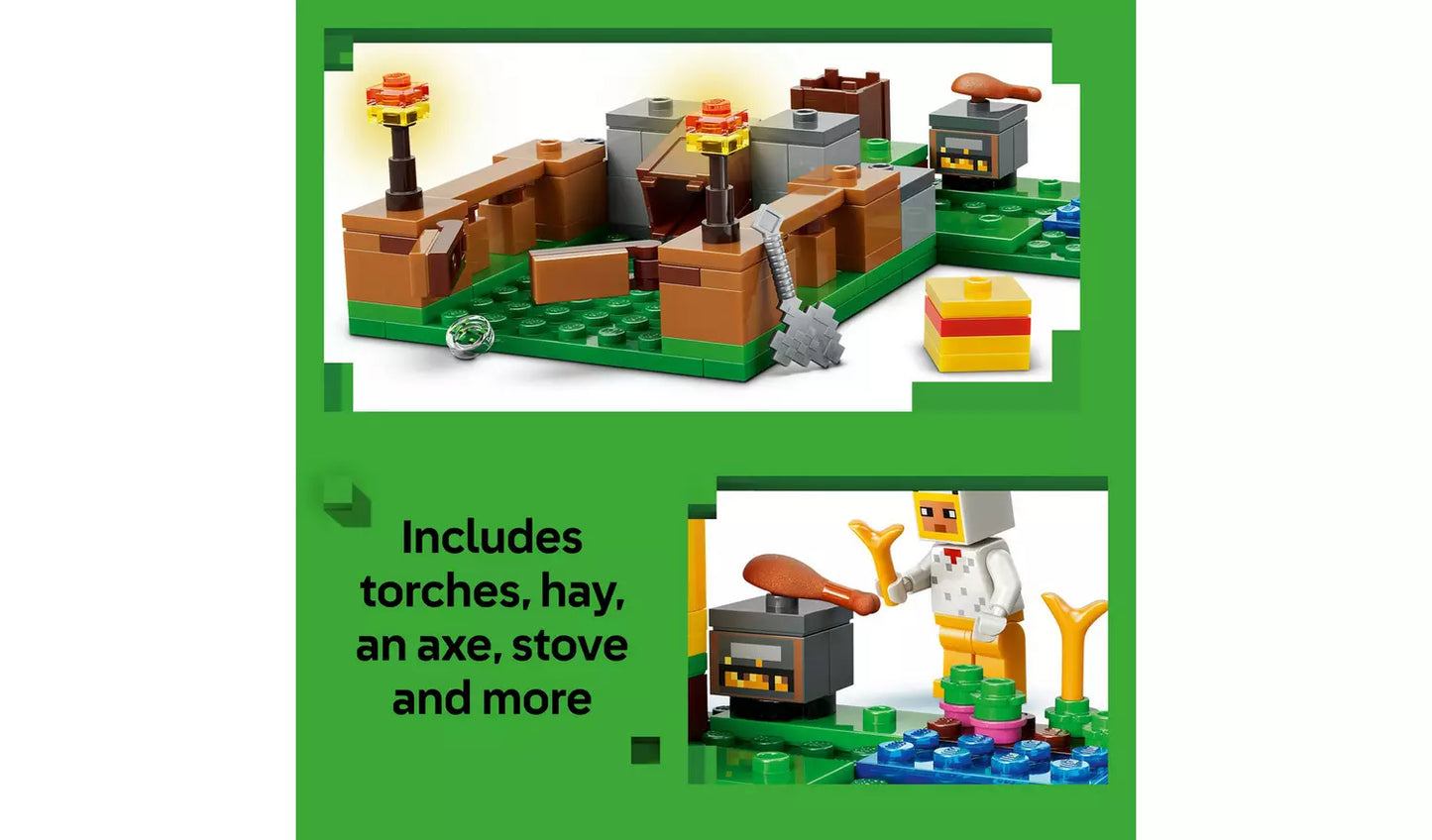 LEGO Minecraft Chicken Farm Gaming Toy with Figures | Ages 7+ | Model 21585 | New LEGO