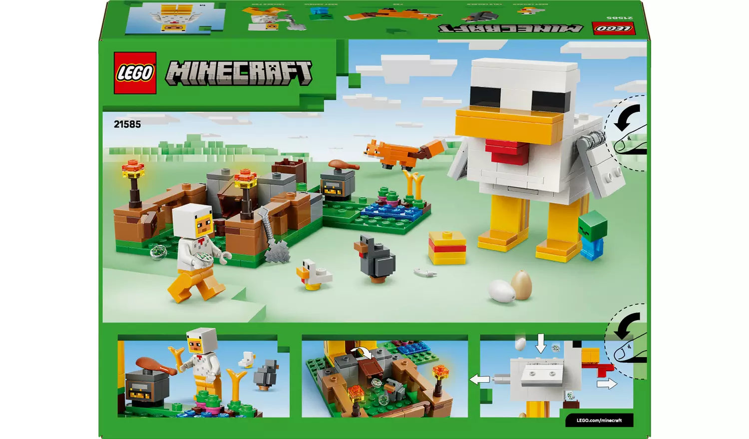 LEGO Minecraft Chicken Farm Gaming Toy with Figures | Ages 7+ | Model 21585 | New LEGO