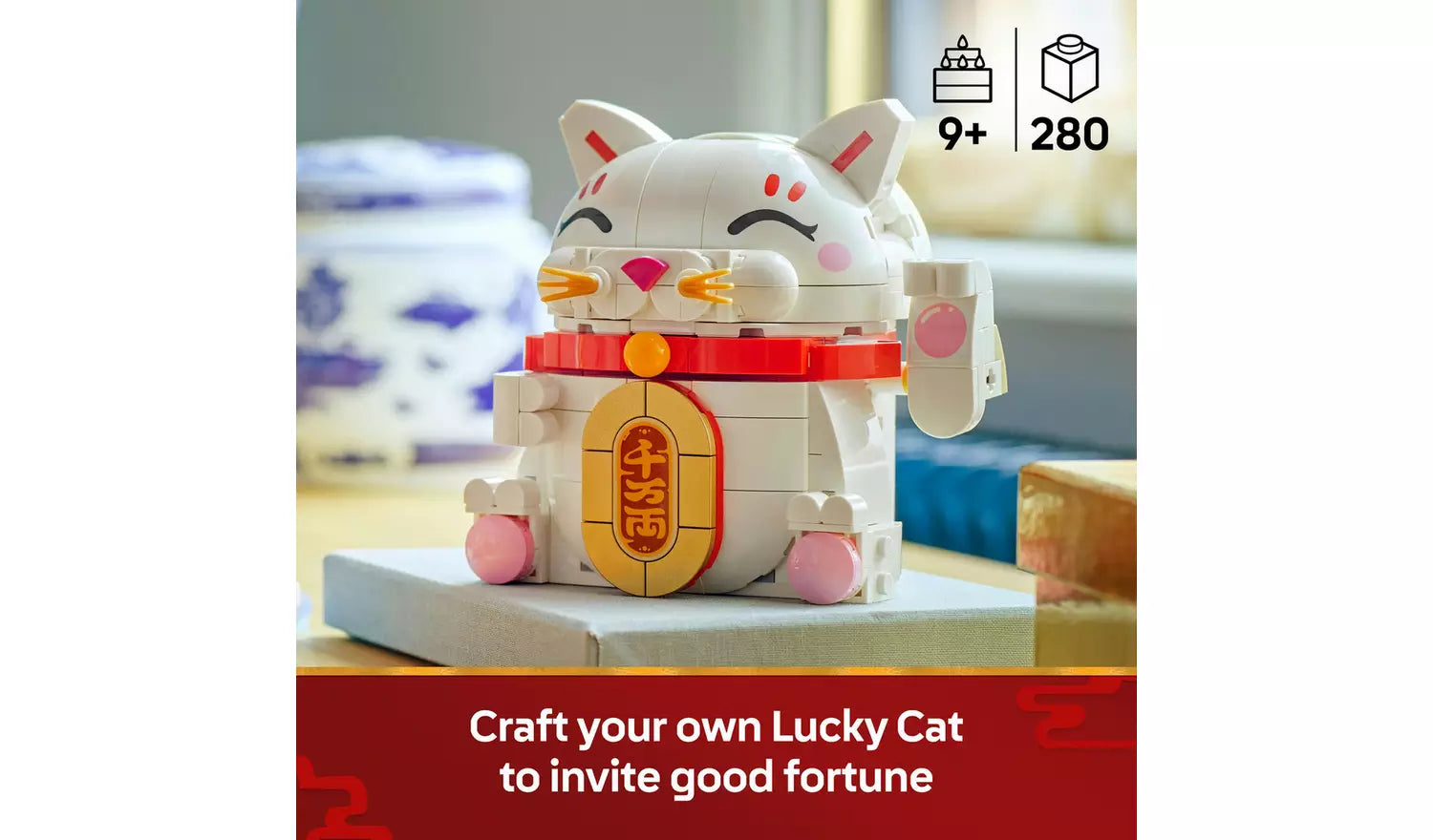 LEGO Lucky Cat Display Model Building Kit | Ages 9+ | Model 40813 | New LEGO