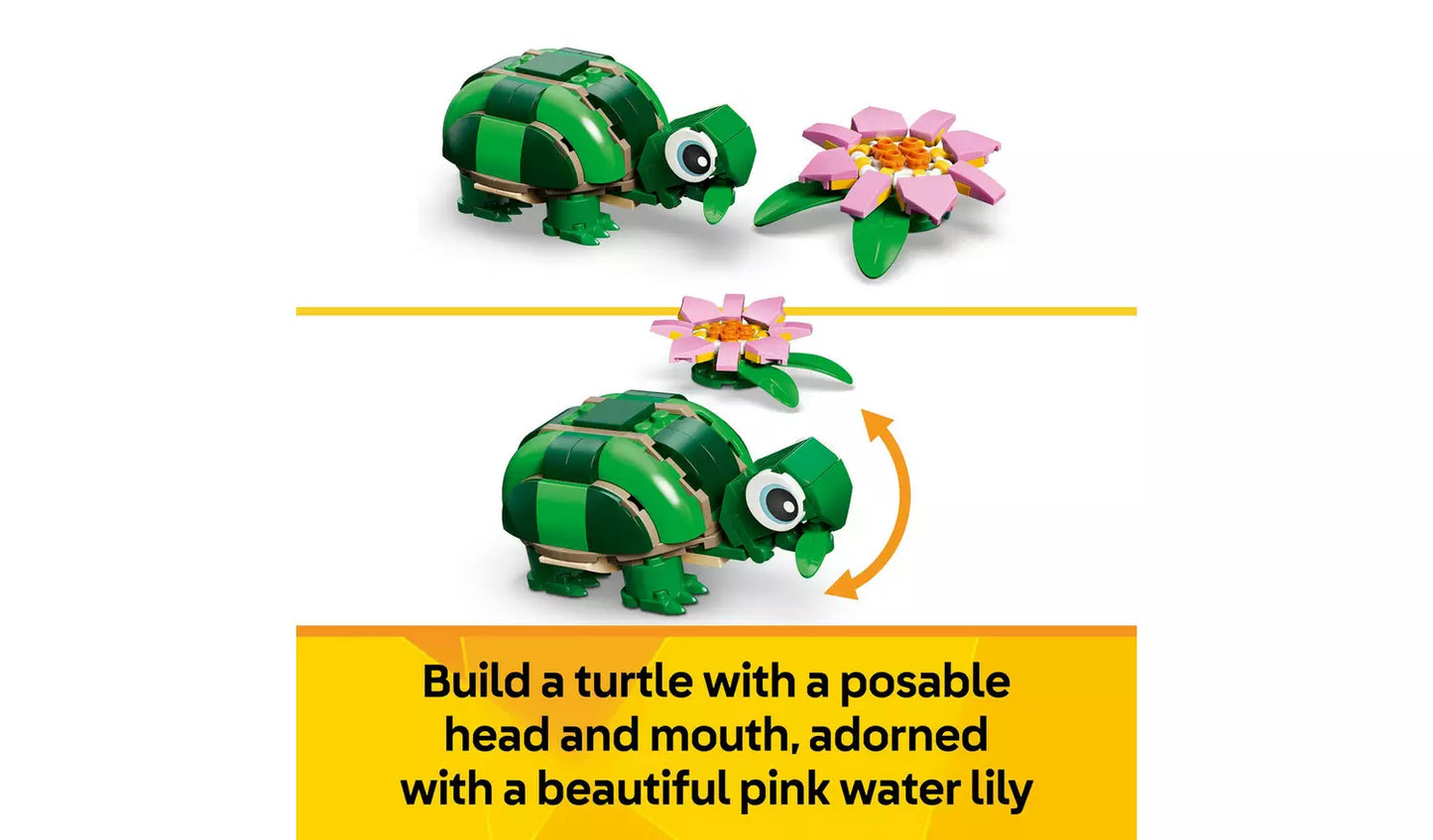 LEGO Creator 3in1 Turtle with a Water Lily Flower – Model 31377 | Ages 7+ | 124 Pieces | New LEGO
