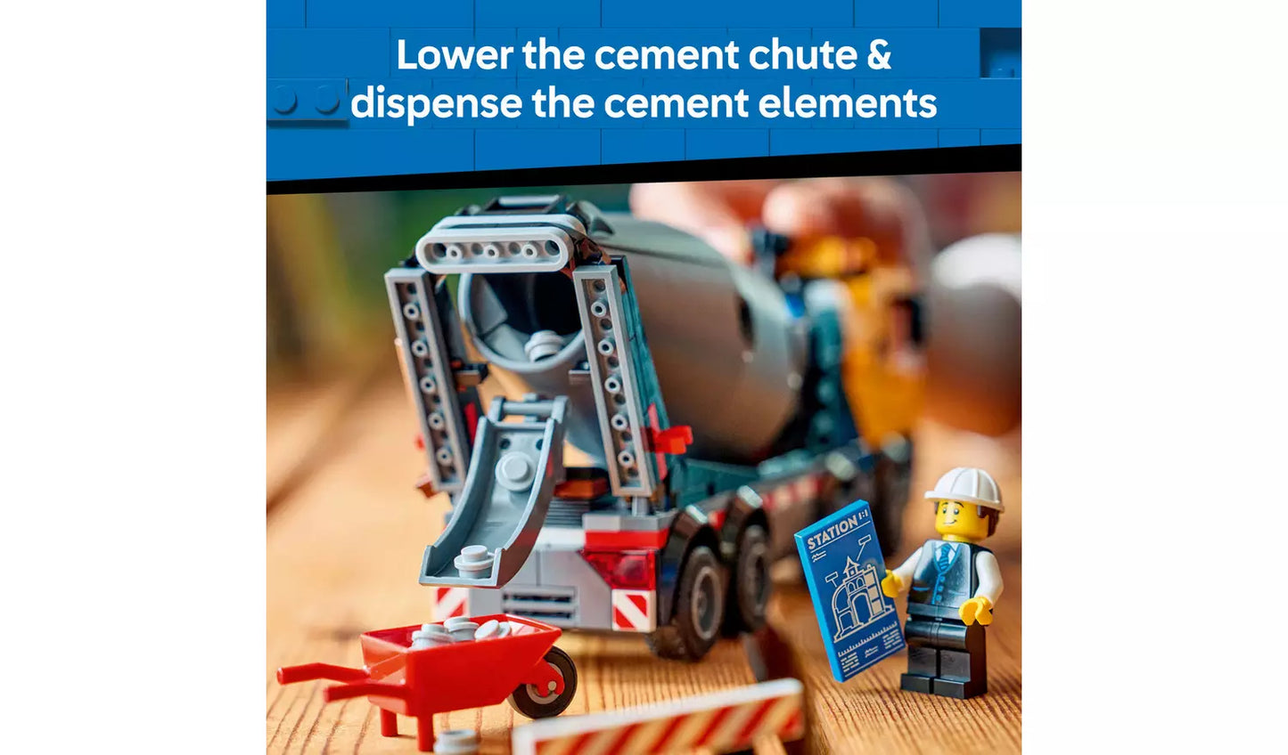 LEGO City Cement Mixer Truck Construction Toy Set | Ages 7+ | Model 60478 | New LEGO