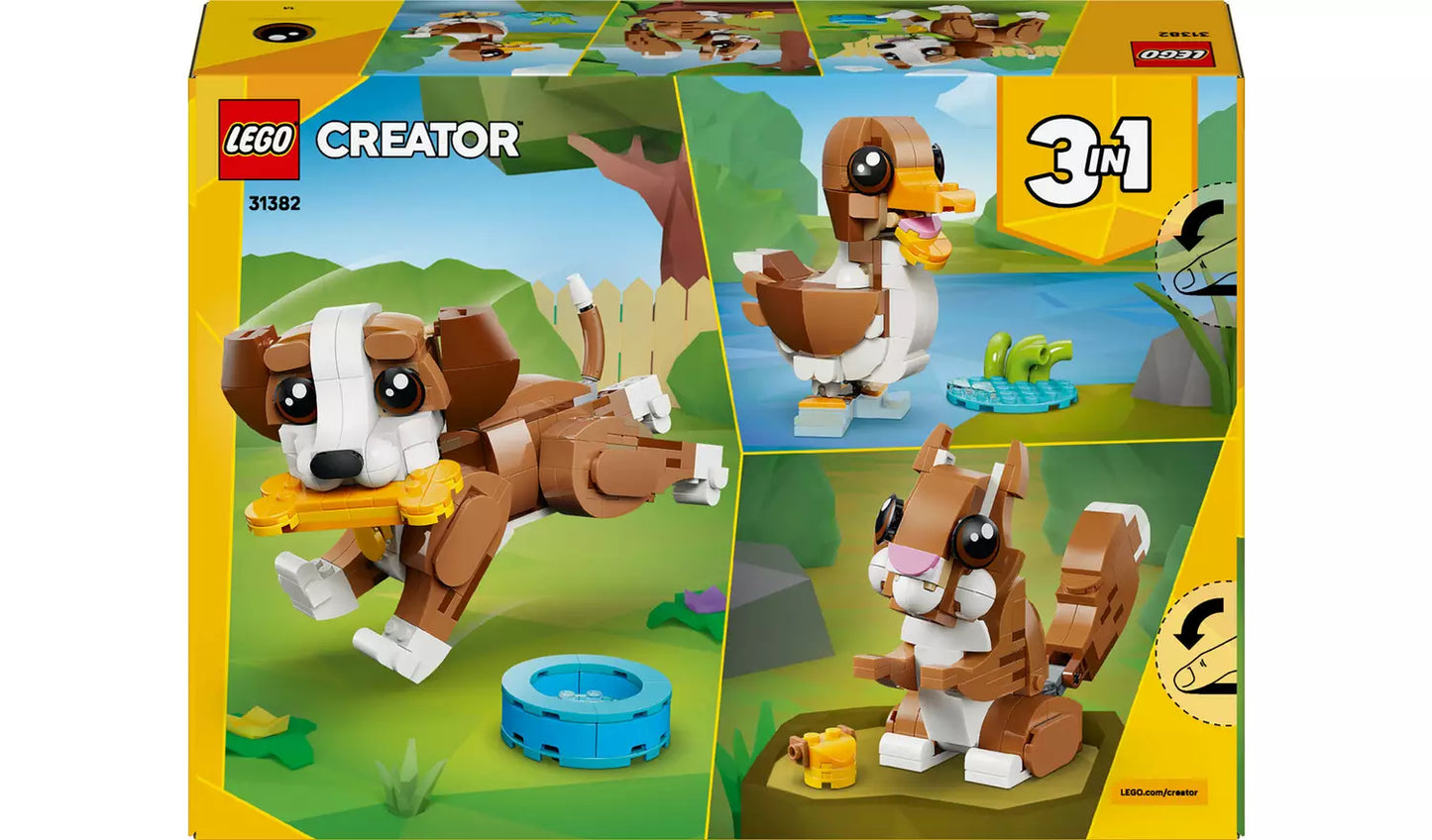 LEGO Creator 3in1 Cute Animals: Playful Puppy Dog Toy | Ages 8+ | Model 31382 | New LEGO