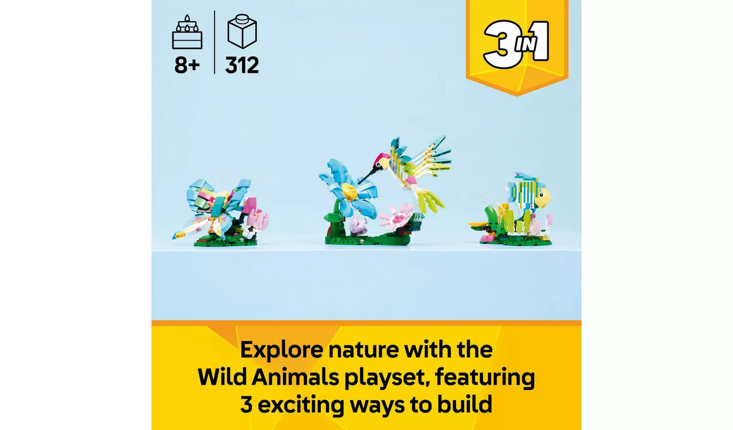 LEGO Creator 3in1 Wild Animals: Colourful Hummingbird Toy Set | Ages 8+ | Model 31384 | New LEGO
