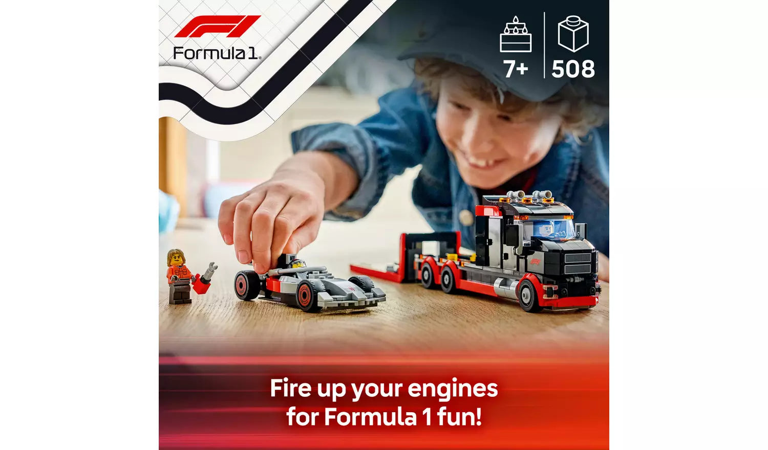 LEGO City F1 Display Truck with Audi F1 Race Car Toy | Ages 7+ | Model 60493 | 508 Pieces | New LEGO