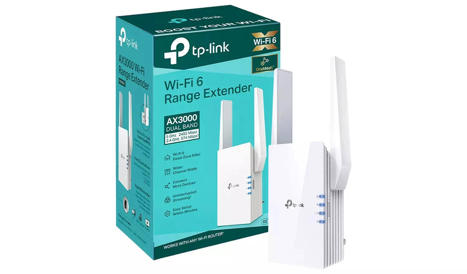 TP-Link RE705X AX3000 Wi-Fi 6 Range Extender with Gigabit Ethernet Port TP Link