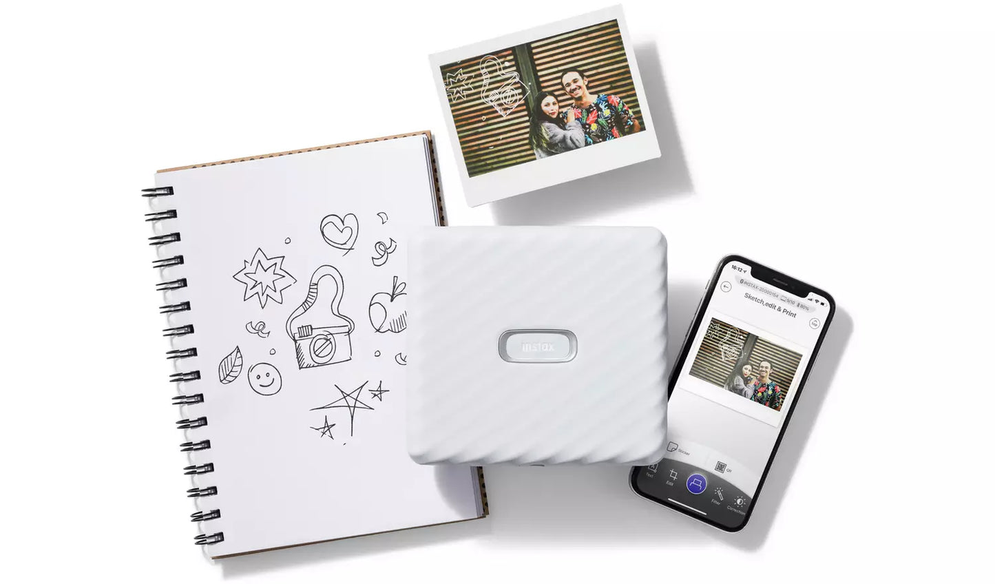 Fujifilm instax Link WIDE Smartphone Printer – White (New) Fujifilm
